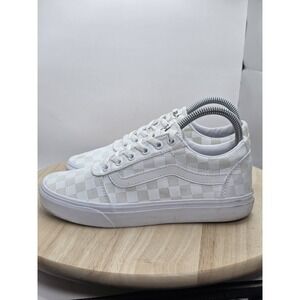 Women's Size 7 - Vans Off The Wall Shoes White Checkered Canvas Lace Up Sneaker